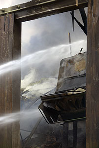 Brand einer Maschinenhalle in Eckenberg